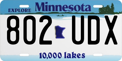 MN license plate 802UDX