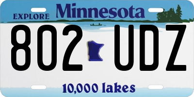 MN license plate 802UDZ