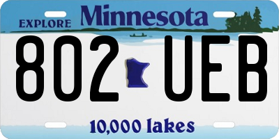 MN license plate 802UEB