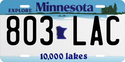 MN license plate 803LAC