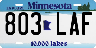 MN license plate 803LAF