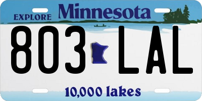 MN license plate 803LAL