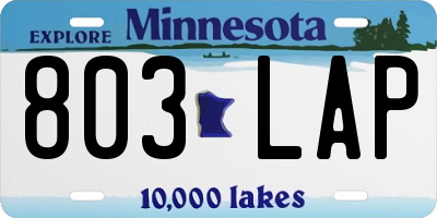 MN license plate 803LAP