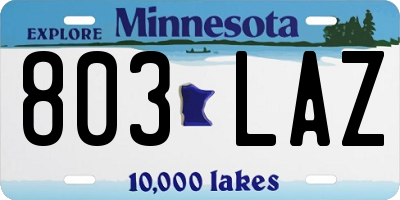 MN license plate 803LAZ