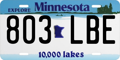 MN license plate 803LBE