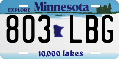 MN license plate 803LBG