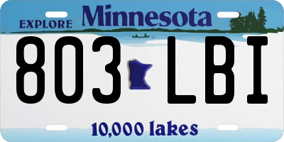 MN license plate 803LBI