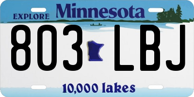 MN license plate 803LBJ
