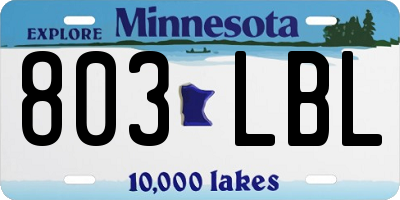 MN license plate 803LBL
