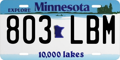 MN license plate 803LBM