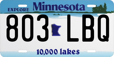 MN license plate 803LBQ