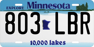 MN license plate 803LBR
