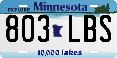 MN license plate 803LBS