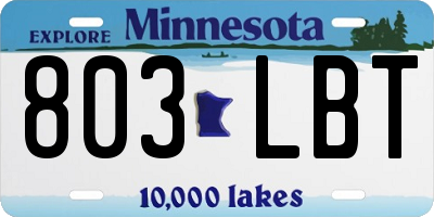 MN license plate 803LBT