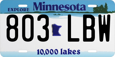 MN license plate 803LBW