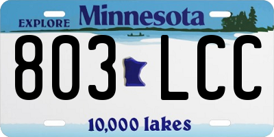 MN license plate 803LCC