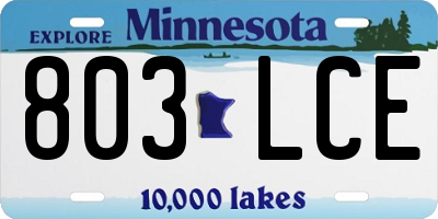 MN license plate 803LCE