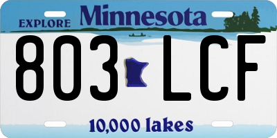 MN license plate 803LCF