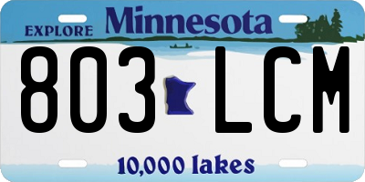 MN license plate 803LCM