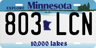 MN license plate 803LCN