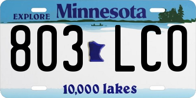 MN license plate 803LCO