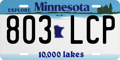 MN license plate 803LCP