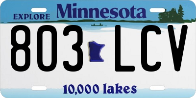 MN license plate 803LCV