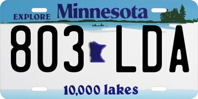 MN license plate 803LDA