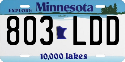 MN license plate 803LDD