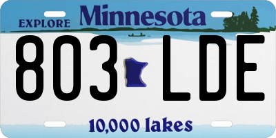 MN license plate 803LDE