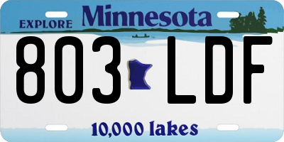 MN license plate 803LDF