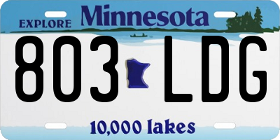 MN license plate 803LDG
