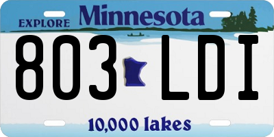 MN license plate 803LDI