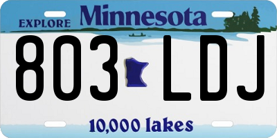MN license plate 803LDJ