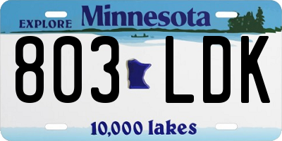 MN license plate 803LDK