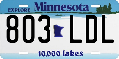 MN license plate 803LDL