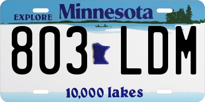 MN license plate 803LDM