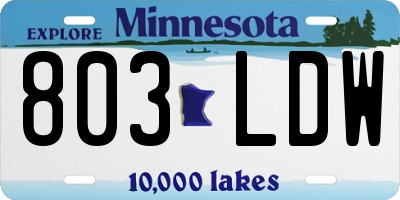 MN license plate 803LDW
