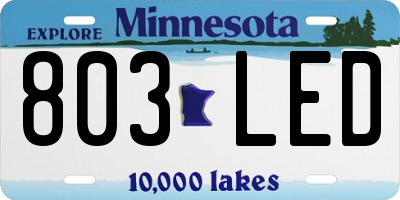 MN license plate 803LED