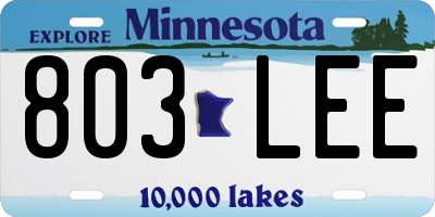 MN license plate 803LEE