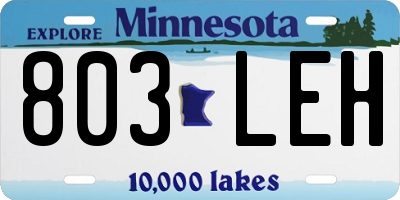 MN license plate 803LEH