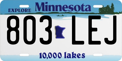 MN license plate 803LEJ