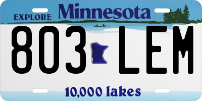 MN license plate 803LEM
