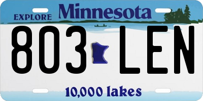 MN license plate 803LEN