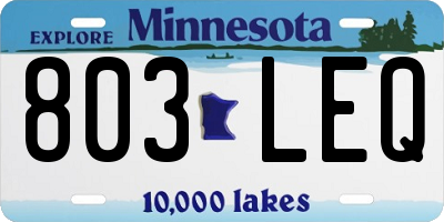MN license plate 803LEQ