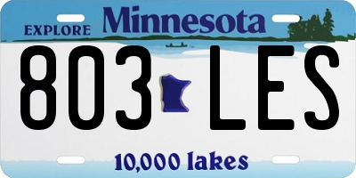 MN license plate 803LES