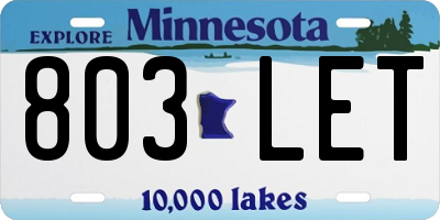 MN license plate 803LET