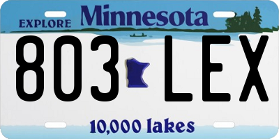 MN license plate 803LEX
