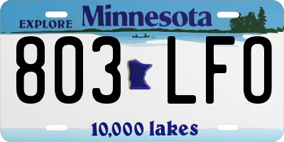 MN license plate 803LFO