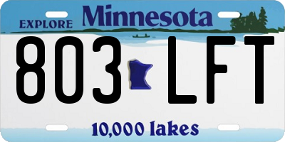 MN license plate 803LFT